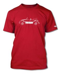 a red t - shirt with a white car on it