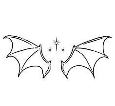 two dragon wings are facing each other and one is pointing to the side with an arrow