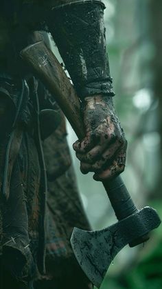 Forest Warrior Aesthetic, Norse Aesthetic Dark, Barbarian Woman Aesthetic, Axes Aesthetic, Dnd Barbarian Aesthetic, Germanic Aesthetic, Barbarian Aesthetic Dnd, Nordic Viking Aesthetic, Epic Fantasy Aesthetic