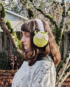 Froggy Earmuffs pattern by Hello Happy Earmuffs Crochet Pattern, Earmuffs Crochet, Crochet Earmuffs, Unique Tools, Crochet Classes, Cat Coasters, Top Band, Pattern Store, Unique Crochet