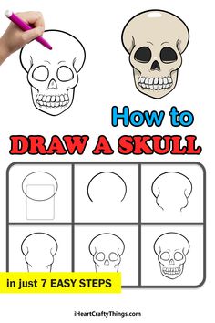 how to draw a skull in just 7 easy steps with pictures and instructions for beginners