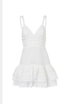 Designed for a summer date night, Charlotte's mini dress is esculpted with breathable linen, boned through the bodice for support it features a v-neck and a tiered skirt with ruffles and lace trims at the hem. Wear it with strappy sandals and a cute clutch.  -Lightweight, non-stretch linen -Lined -Shirred elastic back -Runs true to size, take your normal size Lenght is approx 84 cms from shoulder to hem Modeled in size S All pieces are handmade in our factory where we employ mostly single mothers or the breadwinners of their families to help them provide for their homes. MATERIALS: 100% LINEN **Trims that compose the dress may vary depending availability. Skirt With Ruffles, Charlotte Dress, Summer Date Night, White Ruffle Dress, Dress Flowy, Grad Dresses, Lace Trims, Single Mothers, Formal Style