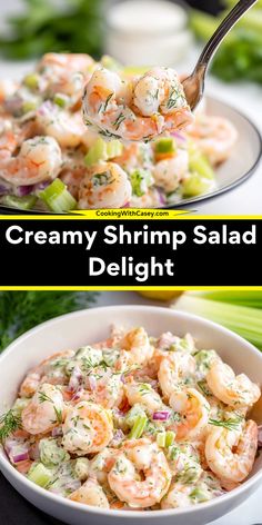 creamy shrimp salad with celery and dill