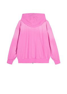 100% cotton Loose fit Front zipper closure Pink Zipper Hoodie For Spring, Pink Sweatshirt With Zipper Closure For Winter, Pink Casual Sweatshirt With Zipper, Pink Cotton Outerwear With Drawstring Hood, Luxury Pink Sweatshirt With Drawstring Hood, Casual Pink Hoodie With Zipper Closure, Pink Winter Sweatshirt With Zipper Closure, Pink Cotton Sweatshirt With Adjustable Hood, Pink Long Sleeve Sweatshirt With Zipper