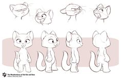 the stages of how to draw an animated cat with different facial expressions and head shapes