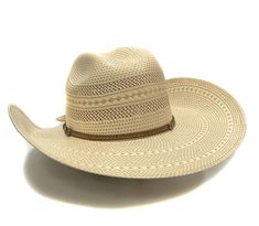 Genuine Handwoven Bangora Bent Brim Cattleman's Crease Open Weave Along The Crown 4-1/2" Brim Bent Rail Collection Color: Ivory Style# JS4830HUTS Straw Cowboy Hat, Justin Boots, Open Weave, Cowboy Hat, Color Ivory, Western Wear, The Crown, Cowboy Hats, Straw