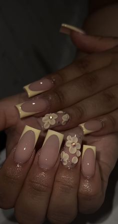 Long Nails With Flower Design, Longest Nails, Girly Acrylic, Hard Nails, Colored Acrylic, Colored Acrylic Nails, Girly Acrylic Nails, Simple Acrylic Nails, French Acrylic Nails