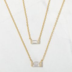 Emerald Cut Necklace, Diamond Necklace Gift, Baguette Necklace, Chunky Earrings, Matching Ring, Types Of Diamonds, Necklace Diamond, Local Jewelry, Matching Rings