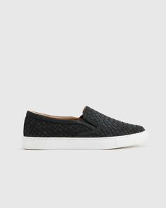 100% Handwoven Leather Slip On Sneaker Leather Low-top Slip-on Sneakers With Woven Sole, Textile Low-top Slip-on Sneakers With Woven Sole, Comfortable Low-top Slip-on Sneakers With Woven Sole, Black Slip-on Sneakers With Woven Sole, Black Casual Sneakers With Textured Footbed, Casual Black Sneakers With Textured Footbed, Black Low-top Sneakers With Woven Sole, Casual Black Sneakers With Woven Sole, Leather Slip-on Sneakers With Woven Sole