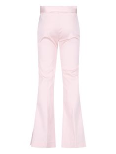 Sa Su Phi flared pants in pink silk and cotton blend with zip and hook closure, two front pockets, side button detail. Composition: 59% Silk, 37% Cotton, 4% Elastane Pink Flare Wide Leg Pants For Spring, Pink Wide Leg Flares For Spring, Pink Stretch Wide Leg Pants For Work, Pink Wide Leg Pants For Work, Chic Pink Full Length Dress Pants, Pink Stretchable High-waisted Dress Pants, Pink Stretch High-waisted Dress Pants, Spring Stretch Pink Flares, Elegant Pink Flare Bottoms