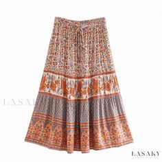 Lasaky - Luxurious Waistband Half-Figure Wrap Dress Pattern Maxi Skirt, Simple Tank Tops, Summer Music Festivals, Holiday Skirts, Harvest Gold, Estilo Hippie, Boho Handmade, Boho Skirt, Beach Skirt