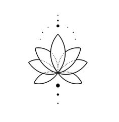 a black and white drawing of a lotus flower