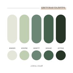 the color scheme for different shades of green and white, with text that reads russian