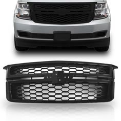 the front and rear grilles of a silver truck