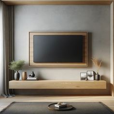 20 Innovative Above-TV Decor Ideas for a Stunning Living Room Media Floating Shelves Tv Walls, Custom Cabinetry Living Room, Floating Timber Shelf Under Tv, Wall Mounted Tv Over Console Table, Long Shelf Under Tv, Floating Box Shelf Under Tv, Floating Tv Wall Design, Tv Floating Mantle, Floating Shelf Next To Tv