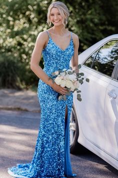 High Neck Evening Gown, Sequin Prom Dresses Mermaid, Prom Things, Black Sequin Prom Dress, Blue Sequin Prom Dress, Sequin Prom Dresses Long, Pageant Dresses For Teens, Hoco Ideas, Prom Dress Mermaid