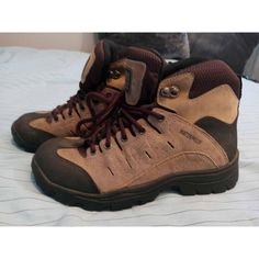 Nwot Unisex Faded Glory Waterproof Hiking Boots - Size Hers 8.5 / His 6.5 Style : Montrose Brown High-top Weatherproof Hiking Boots, Weatherproof High-top Brown Hiking Boots, Brown Weatherproof High-top Hiking Boots, Weatherproof Brown High-top Hiking Boots, Sporty Brown Weatherproof Work Boots, Brown Lace-up Waterproof Adventure Boots, Brown Lace-up Waterproof Boots For Adventure, Brown High-top Hiking Boots For Outdoor Work, Brown Waterproof Lace-up Hiking Boots