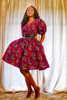 NAANI Puff Sleeve Dress - Etsy Classy Attitude, African Print Shirt, Dashiki Dress, Shiva Photos, Bohemian Skirt, Classy Design, Maxi Skirt Dress, Kitenge, Puff Sleeve Dress