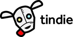 the logo for tindie's is shown in black and white with an image of a dog on it