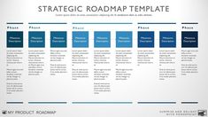 a roadmap template for powerpoint is shown in blue and gray colors, with the