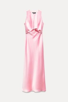 SATIN EFFECT CUT OUT MIDI DRESS - Light pink | ZARA United States Dress Knot, Cut Out Midi Dress, Soft Dress, Satin Midi Dress, Beauty Sale, Zara United States, Light Pink, Sleeveless Dress, Knot