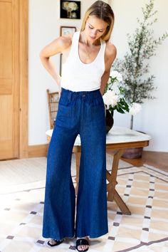 Tulip Wide Leg - Indigo Hemp Organic - Emerson Fry Emerson Fry, Summer Work, Nyc Fashion, Wide Leg Denim, Black Cardigan, Raw Edge, True Vintage, Ladies Day, All Seasons