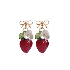 PRICES MAY VARY. EYE-CATCHING STRAWBERRY EARRINGS - Add a sweet touch to your outfit with our delightful strawberry earrings. These handmade earrings feature vibrant red strawberries that dangle gracefully, making them a fun and stylish accessory for any occasion. Perfect for adding a playful element to your look, these earrings are a must-have for fruit lovers. CHARMING BOW EARRINGS - Our elegant bow earrings are designed to complement your unique style. The delicate bowtie design adds a touch Red Jewelry Spring Gift, Red Jewelry For Spring Gift, Cute Red Earrings For Spring, Cute Summer Flower Earrings For Gift, Cute Summer Flower Earrings For Gifts, Cute Red Jewelry For Spring, Trendy Red Flower Earrings For Gifts, Cute Summer Flower Earrings Gift, Blueberry Earrings