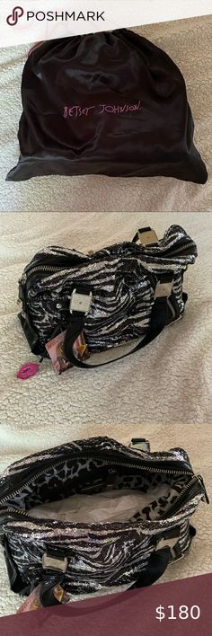 NWT Betsy Johnson Purse NEW WITH TAG Betsey Johnson Medium Satchel Get’Em Tiger Black Sequin Design Duster Bag Includes Betsey Johnson Bags Satchels Betsy Johnson Purses, Betsey Johnson Bags, Betsy Johnson, Black Sequins, Betsey Johnson, Satchel, Bag Lady, Fashion Tips, Fashion Trends