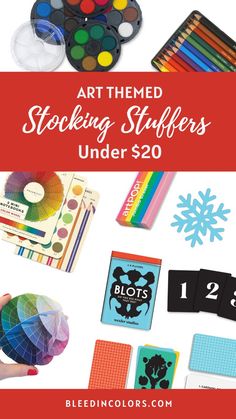 art themed stocking stuff with text overlay reading art themed stocking stuff under $ 20