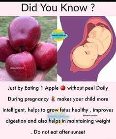 an image of apples with the caption did you know? just by eating 1 apple without pel daily during pregnancy, helps to grow healthy, improve digest and also