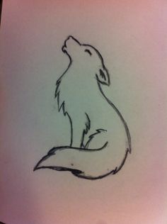 a drawing of a fox sitting on the ground