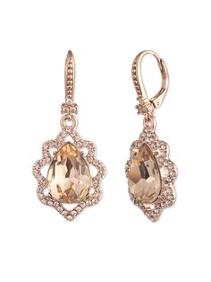 Poised Rose Drop Earring | Marchesa Elegant Pierced Teardrop Pendant Earrings, Pierced Teardrop Earrings For Evening, Elegant Teardrop Pendant Single Earring, Elegant Single Teardrop Pendant Earring, Elegant Jewelry With Teardrop Crown Matching Earrings, Elegant Teardrop Crown Matching Earrings Jewelry, Elegant Jewelry With Matching Teardrop Crown Earrings, Elegant Rose Gold Pierced Crystal Earrings, Feminine Teardrop Jewelry For Formal Occasions