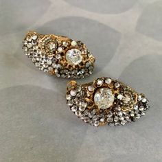 Rare Vintage Miriam Haskell Drop | Etsy Glamorous Evening Jeweled Clip-on Earrings, Glamorous Jeweled Clip-on Earrings For Evening, Glamorous Rhinestone Clip-on Earrings For Formal Events, Vintage Jeweled Crystal Earrings For Evening, Glamorous Jeweled Clip-on Earrings For Formal Events, Glamorous Evening Clip-on Earrings With Rhinestones, Glamorous Evening Clip-on Earrings With Sparkling Stones, Glamorous Sparkling Stones Clip-on Earrings For Evening, Vintage Crystal Earrings For Evening With Sparkling Stones