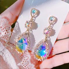 Crystal Detail Rhinestone Detail Drop Earrings Elegant Pearl Detail Looks Exactly Like Last 2 Photos Crystal Earrings Wedding, Bridal Clutch, Fancy Jewellery, Crystal Drop Earrings, Fantasy Jewelry, Earrings Collection, Pretty Jewellery, Ear Jewelry, Star Earrings