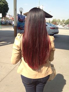 Subtle Red Ombre Hair, Brown Red Balayage Straight Hair, Red Dyed Ends Of Hair, Ombre Dark Red Hair, Brown Hair With Red Ombre, Red Ends On Brown Hair, Dark Brown To Red Ombre, Brown To Red Ombre Hair, Dip Dye Hair Brown