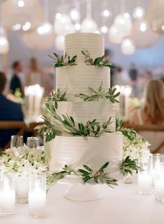 Simple Wedding Cakes: Elegant Cake with Greenery Entertainment Photography, Ojai Valley Inn And Spa, Spa Cake, Simple Wedding Cakes, Sage Green Wedding Colors, Buttercream Wedding Cakes, Cake Elegant, White Buttercream, Blue And White Wedding