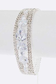 CZ Rhinestone Bridal Statement Bracelet - Tigbul's Variety Fashion Shop Rhinestone Bridal, Statement Bracelet, Bridal Looks, Silver Gold, Cubic Zirconia, Gold Bracelet, Bracelet, Silver, Gold