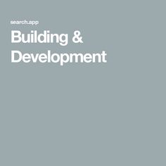 the words building and development are shown in white on a gray background with an image of a