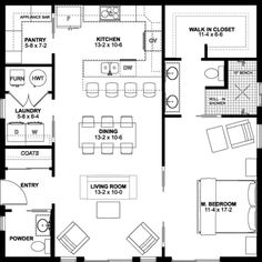 the floor plan for a two bedroom, one bathroom apartment with an attached kitchen and living room