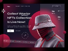 an image of a man wearing a hat with the words collect warrior nfts collection is live now