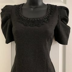 Forever 21 Dark Gray Fitted Dress. Puff Sleeve, Beaded Neckline, Very Elegant And Sexy. Stretch, Polyester/Nylon, Zipper Back. Measurements On Flat: Bust: Approx. 15 Inch. Waist: Approx. 13 Inch. Hips: Approx. 15 Inch. Length: Approx. 31 Inch. Nwot. Please See Photos. Thank You For Looking! Dark Gray Dress, Dress Puff Sleeve, Beaded Neckline, Forever 21 Dresses, Gray Dress, Fitted Dress, Dark Gray, Puff Sleeve, Forever 21