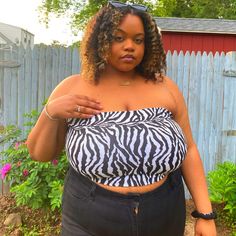 Brand New, Made By Me! Black Bandeau Tube Top For Day Out, Plus Size Zebra Top, Black Women, Brand New, Crop Tops, Plus Size, Womens Tops, Skin, Black And White