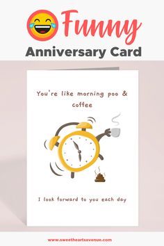 Consider our You're Like Morning Poo and Coffee - Printable Anniversary Card Happy Anniversary Card, Coffee Printables, Printable Anniversary Cards, Funny Anniversary, Card For Husband, Happy Anniversary Cards, Funny Anniversary Cards, Sipping Coffee, Digital Card