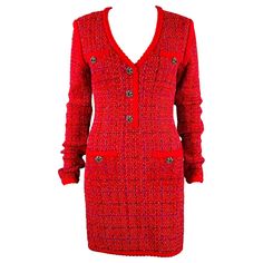 SELF-PORTRAIT AW22 "Red Melange Knit" dress in a red and blue wool blend fabric featuring a cardigan style with windowpane pattern, four snap pockets, and snap closure with black and silver tone metal button details.Excellent Pre-Owned Condition. Marked: S Measurements: Shoulder: 15.5 inches Bust: 32 inches Waist: 25 inches Hip: 30 inches Sleeve: 26 inches Length: 32.5 inches Sui Generis Reference: 132875 Category: Dress More Details Brand: SELF-PORTRAIT Gender: Female Size: S Color: Red Color 2: Blue Fabric: Wool Blend Pattern: Windowpane Style: Cardigan Skirt Length: Mini Age Group: Adult Gold Evening Gown, Portrait Dress, Cardigan Style, Off Shoulder Fashion, Style Cardigan, Cardigan Fashion, Black Fleece, Blue Wool, Cutout Dress