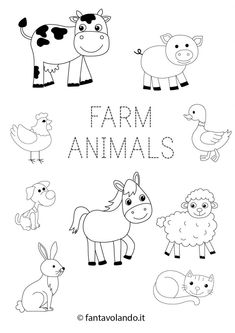 farm animals coloring pages for kids to print and color with the words farm animals on them