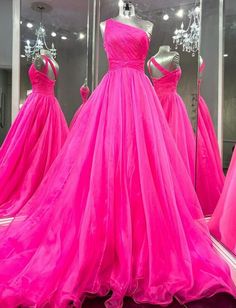 Pink A-line Dress With Sweep Train, A-line Maxi Dress For Prom Season, Pink A-line Maxi Evening Dress, Pink A-line Maxi Dress For Prom Season, Pink A-line Maxi Dress For Prom, One Shoulder Long Dress, Fitted Homecoming Dresses, Tulle Ruffles, Lehenga Designs Simple