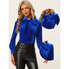 This velvet blouse styled in a mock neck and tie-neck brings elegance to whatever outfit you're putting together. A bow tie neck and button cuff bring instant elegance to any day or night look. Suitable for casual, dating, office, work, formal occasions, and daily wear. Perfectly pair it with pants or skirts for an exquisite look. Modern and elegant, this blouse style with softly velvet fabric and a long sleeve. There's nothing like a touch of velvet to elevate your style, and this blouse also f Business Shirt, Petal Sleeve, Velvet Blouses, Puff Long Sleeves, Business Work, Vintage Gothic, Women's Blouses, Business Shirts, Work Shirt