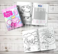 the peppa pig coloring book is open and ready to be colored