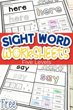 sight word worksheets with the words say, say and say in it on top of