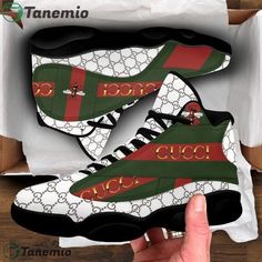 Click link to buy it: . ✔ Fast shipping. ✔ Limited design. Product Infomation: Air jordan 13 mix gucci green white limited edition sneaker shoesThis is Shoes Air Jordan 13 Custom Print On Demand. Best shoes gifts for men women with full size+ Style: Air Jordan 13.+ Upper skin can print patterns.+ Hidden... Jordan Heels, Versace Shoes Sneakers, Jordan 13 Shoes, Sneakers Jordans, Pretty Shoes Sneakers, Shoes Sneakers Jordans, Limited Edition Shoes, Versace Shoes, Best Shoes For Men